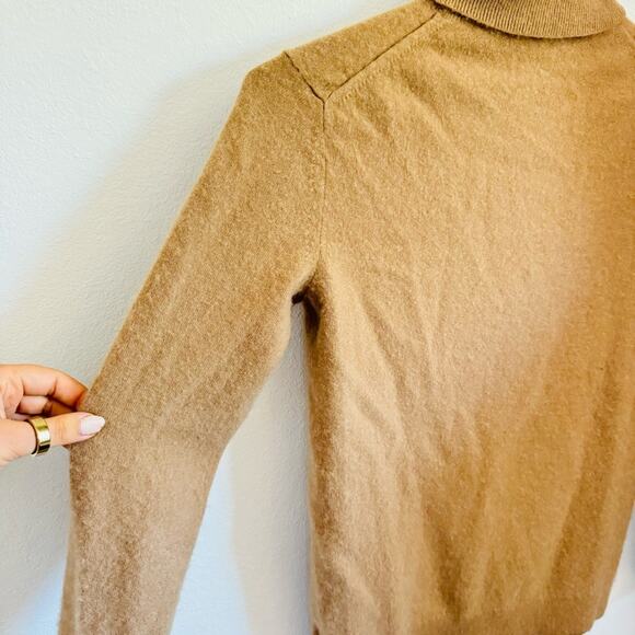 THEORY Camel Khaki Beige Tan Cashmere Solid Pullover Turtleneck Sweater XS - Picture 10 of 11